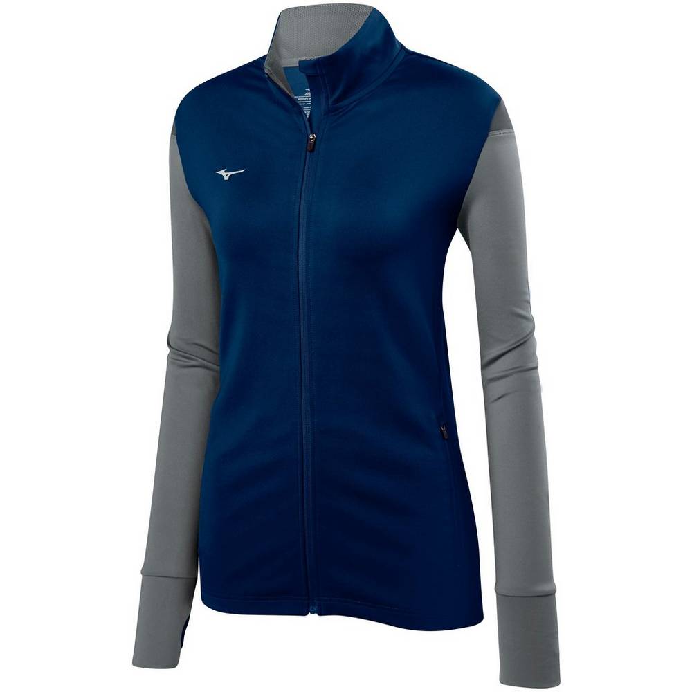 Mizuno Women's Horizon Full Zip Volleyball Jacket Navy/Grey (440660-FOL)